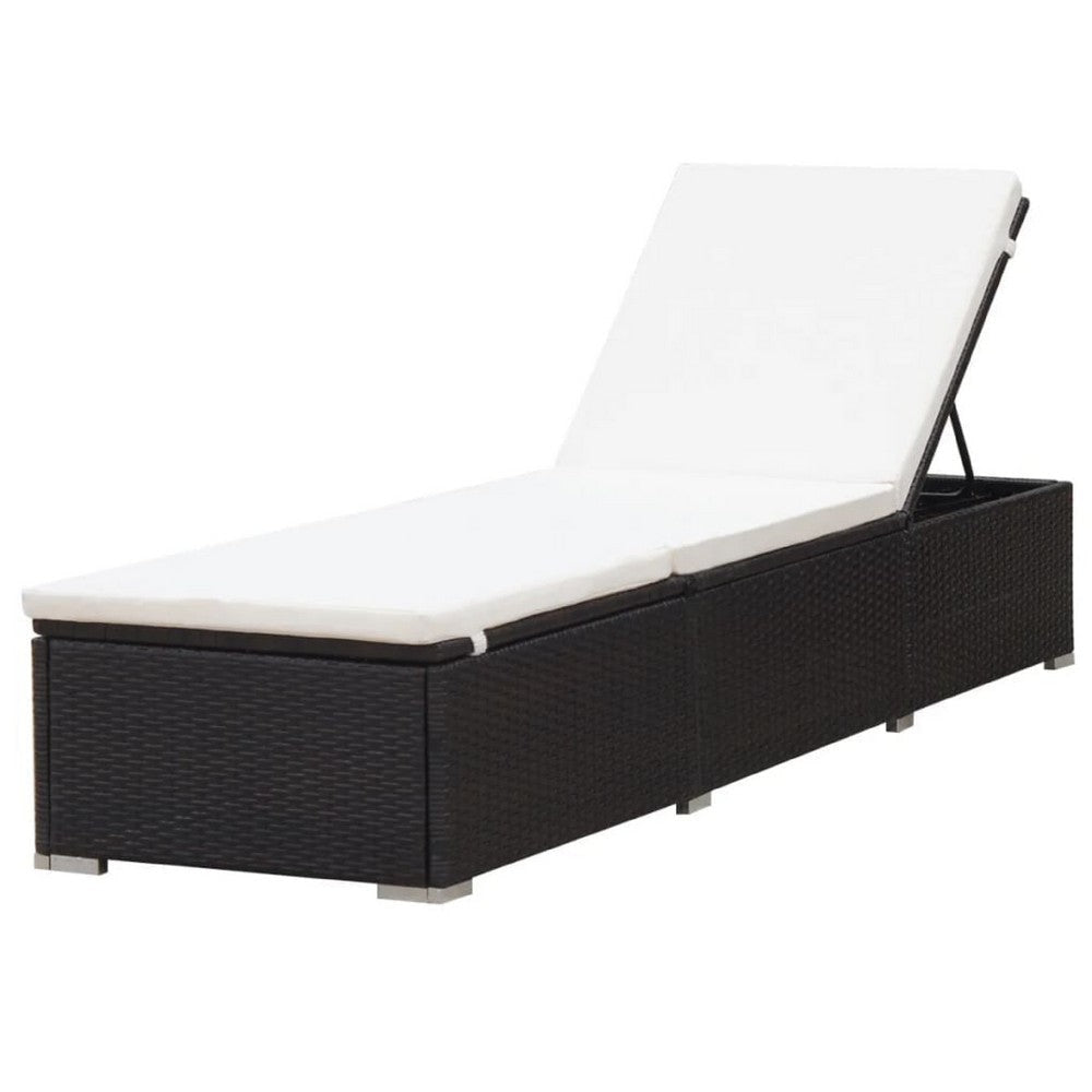 Remie Outdoor Chaise Lounger | Dark Brown Poly Rattan | White | 77’’ BM340543