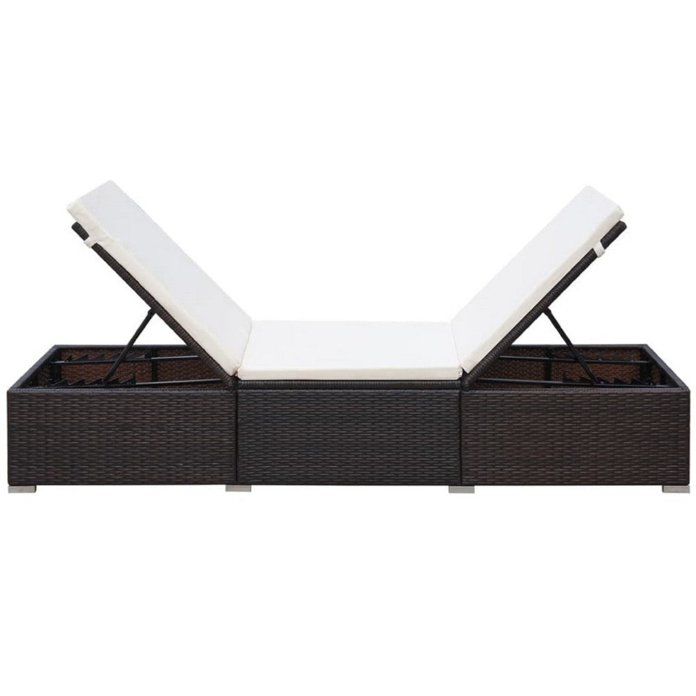 Remie Outdoor Chaise Lounger | Dark Brown Poly Rattan | White | 77’’ BM340543