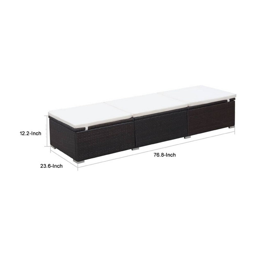 Remie Outdoor Chaise Lounger | Dark Brown Poly Rattan | White | 77’’ BM340543