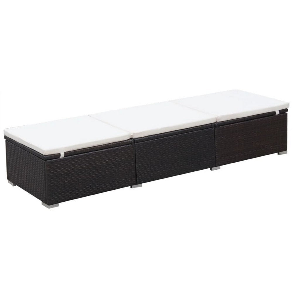 Remie Outdoor Chaise Lounger | Dark Brown Poly Rattan | White | 77"