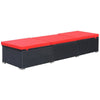 Remie Outdoor Chaise Lounger | Black Poly Rattan | Red Cushions | 77’’ BM340544