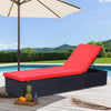 Remie Outdoor Chaise Lounger | Black Poly Rattan | Red Cushions | 77"