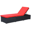 Remie Outdoor Chaise Lounger | Black Poly Rattan | Red Cushions | 77"