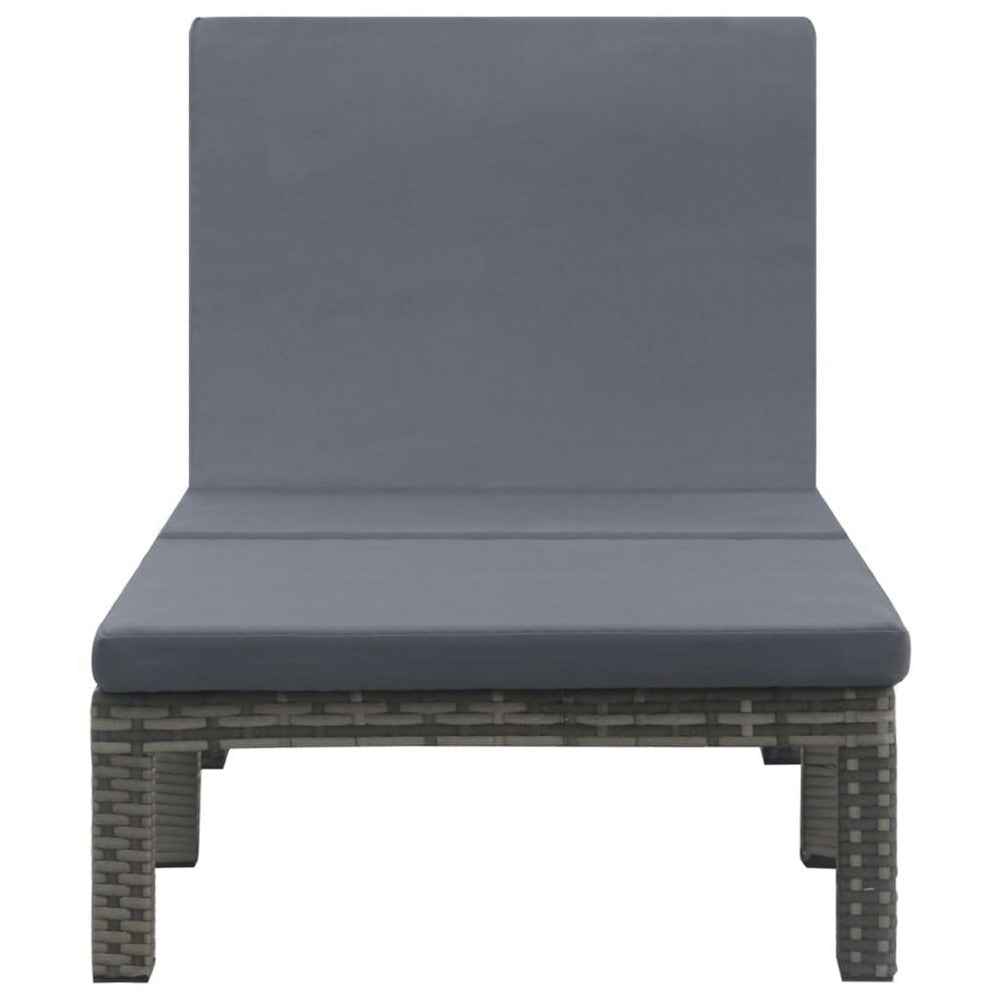 Patio Sun Lounger | Anthracite Gray Poly Rattan | Polyester Cushion 77’’ BM340546