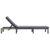Patio Sun Lounger | Anthracite Gray Poly Rattan | Polyester Cushion 77’’ BM340546