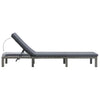 Patio Sun Lounger | Anthracite Gray Poly Rattan | Polyester Cushion 77’’ BM340546