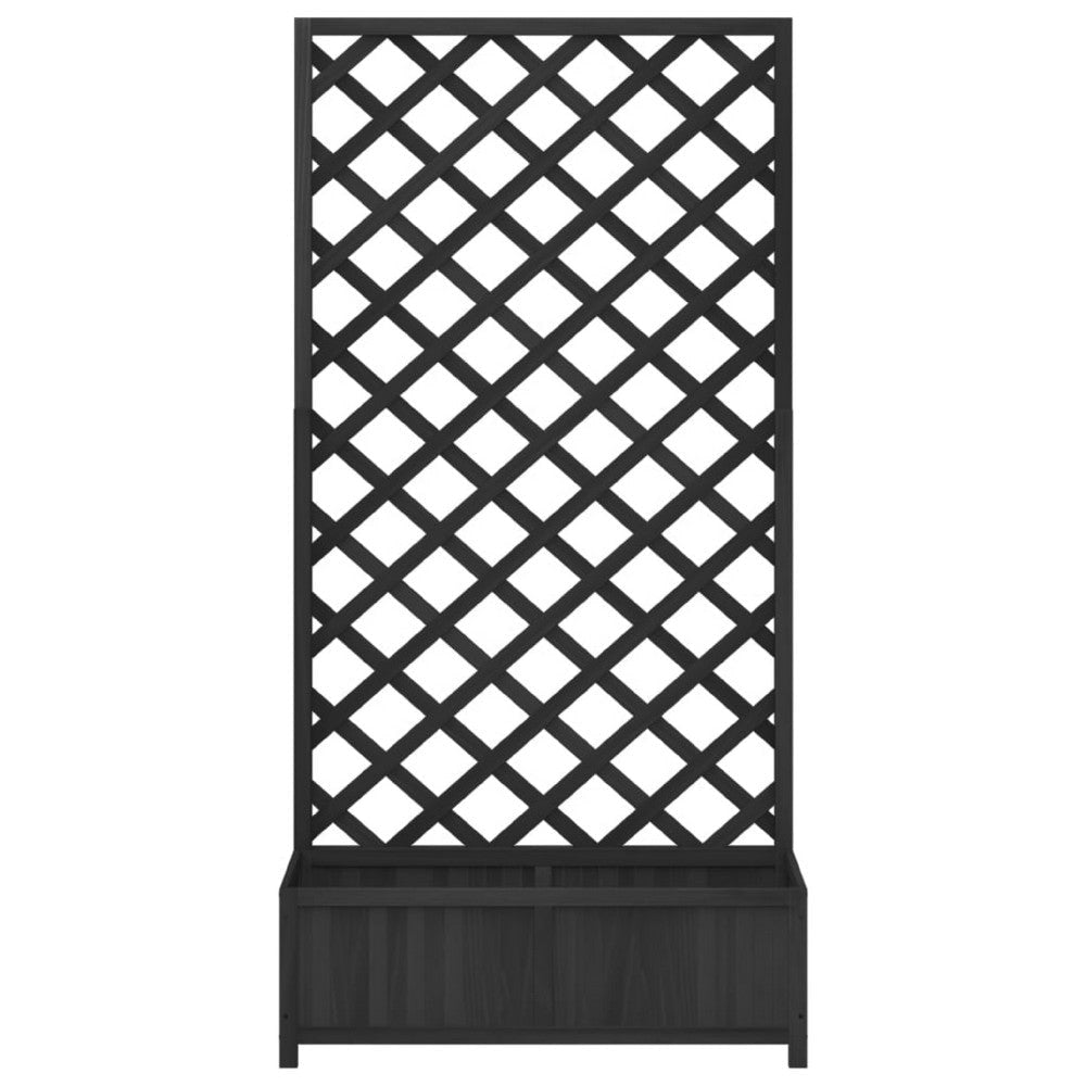 Planter Box w Vertical Trellis | 71’’ | Black Solid Fir Wood BM340548