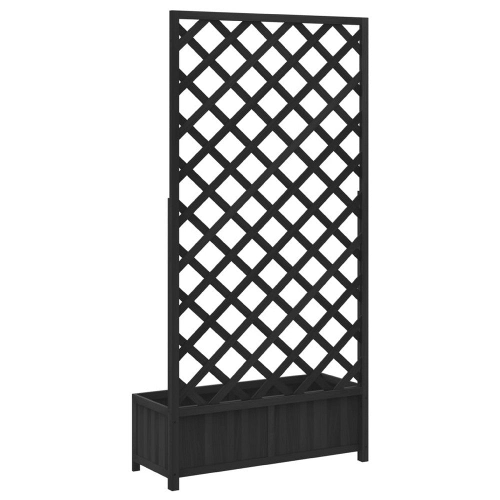 Planter Box w Vertical Trellis | 71’’ | Black Solid Fir Wood BM340548