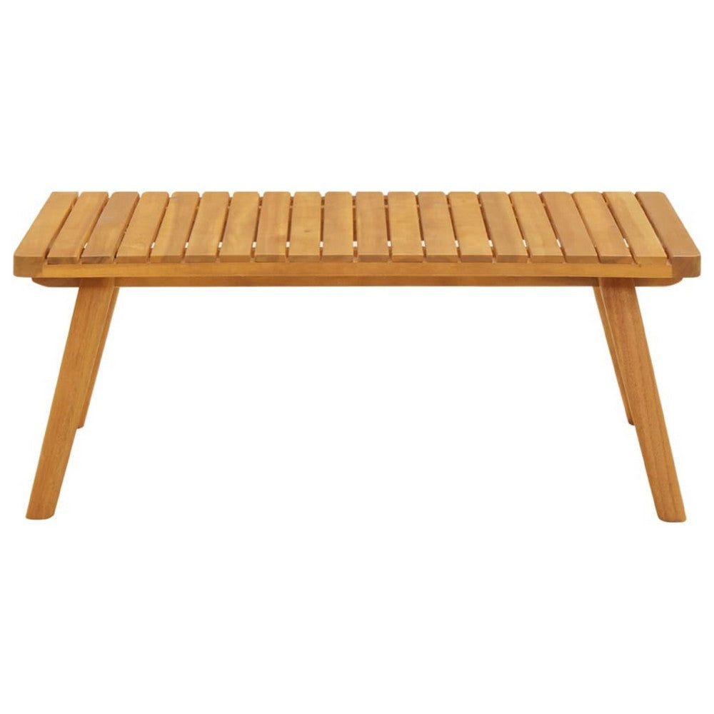 Outdoor Coffee Table | 35’’ | Brown Solid Acacia Wood | Slatted Top BM340549