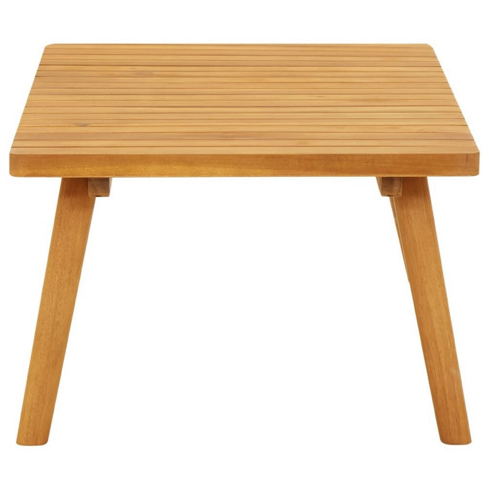 Outdoor Coffee Table | 35’’ | Brown Solid Acacia Wood | Slatted Top BM340549