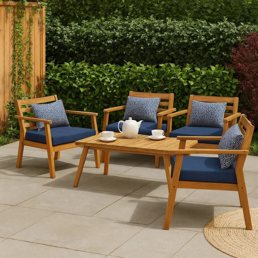 Outdoor Coffee Table | 35" | Brown Solid Acacia Wood | Slatted Top