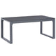 Coffee Table | Silver Aluminum Sled Base | 35" Rectangular Glass Top
