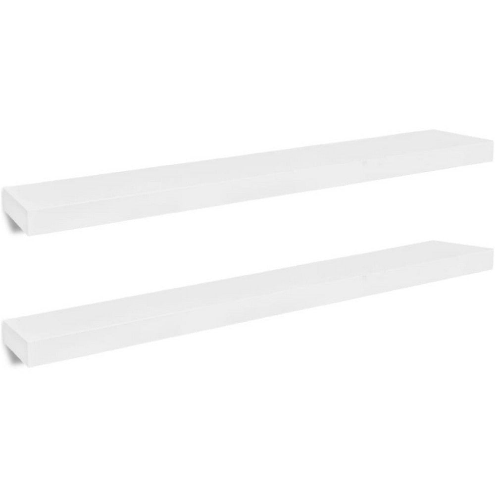 Zyno Floating Wall Shelves Set of 2 | Matte White MDF Body BM340552