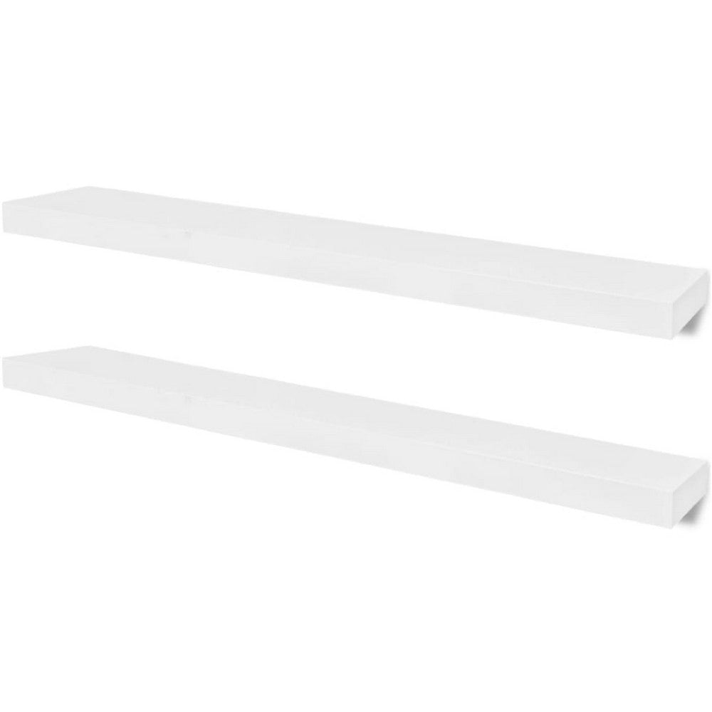 Zyno Floating Wall Shelves Set of 2 | Matte White MDF Body BM340552