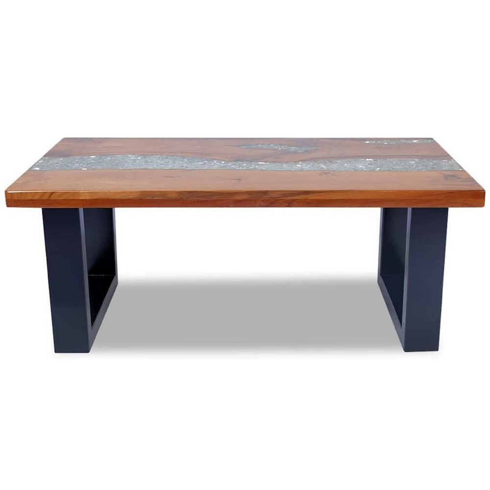 Coffee Table | 39’’ Brown Mango Wood Top | Black Sled Base BM340553