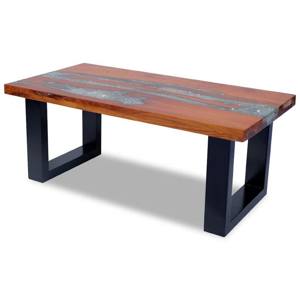 Coffee Table | 39’’ Brown Mango Wood Top | Black Sled Base BM340553