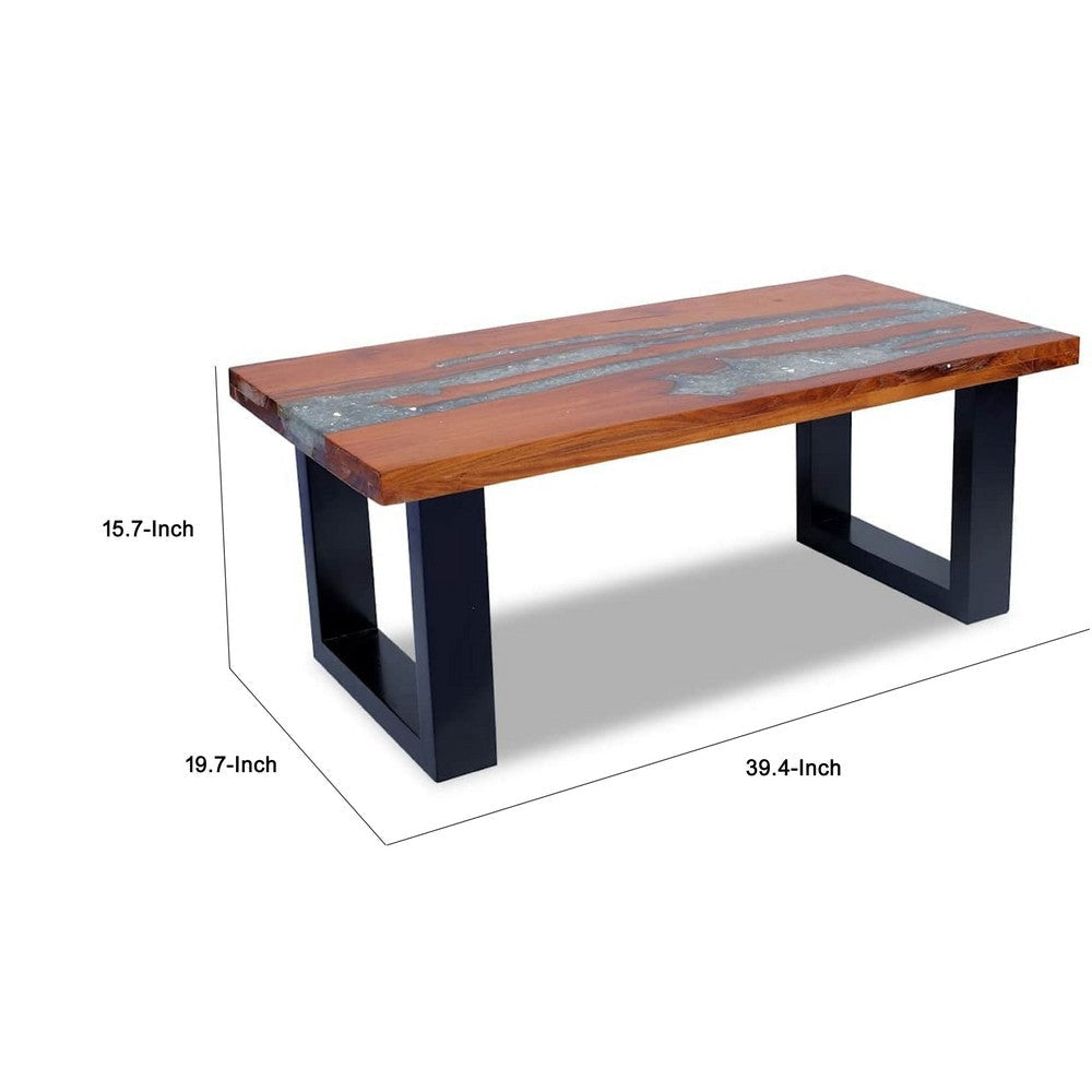 Coffee Table | 39’’ Brown Mango Wood Top | Black Sled Base BM340553
