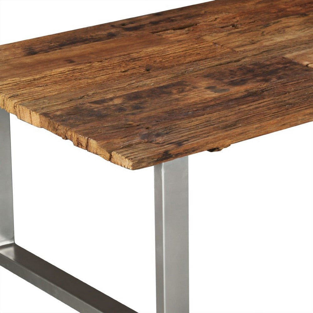 Coffee Table | 39’’ Brown Reclaimed Wood Top | Metal Sled Base BM340555