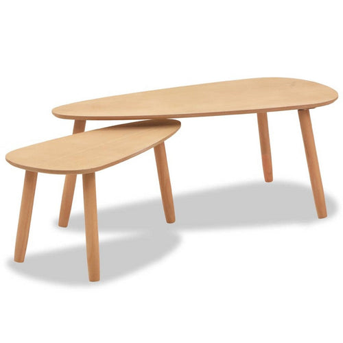 Dose Nesting Coffee Table Set of 2 | Brown Oval Top | Solid Pine Wood