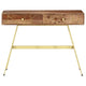 Writing Desk w 2 Drawers | 39’’ Brown Sheesham Wood | Gold Metal BM340559