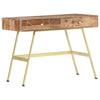 Writing Desk w 2 Drawers | 39’’ Brown Sheesham Wood | Gold Metal BM340559