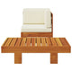 2pc Patio Corner Chair & Coffee Table Set | Slatted Brown Wood | Cream BM340560