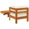 2pc Patio Corner Chair & Coffee Table Set | Slatted Brown Wood | Cream BM340560