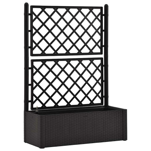Planter Box w Trellis | 56" Gray Plastic | Open Diamond Design