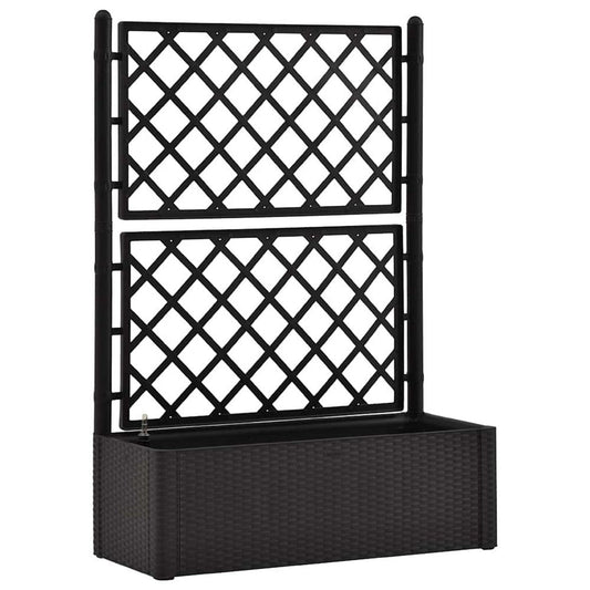 Planter Box w Trellis | 56" Gray Plastic | Open Diamond Design