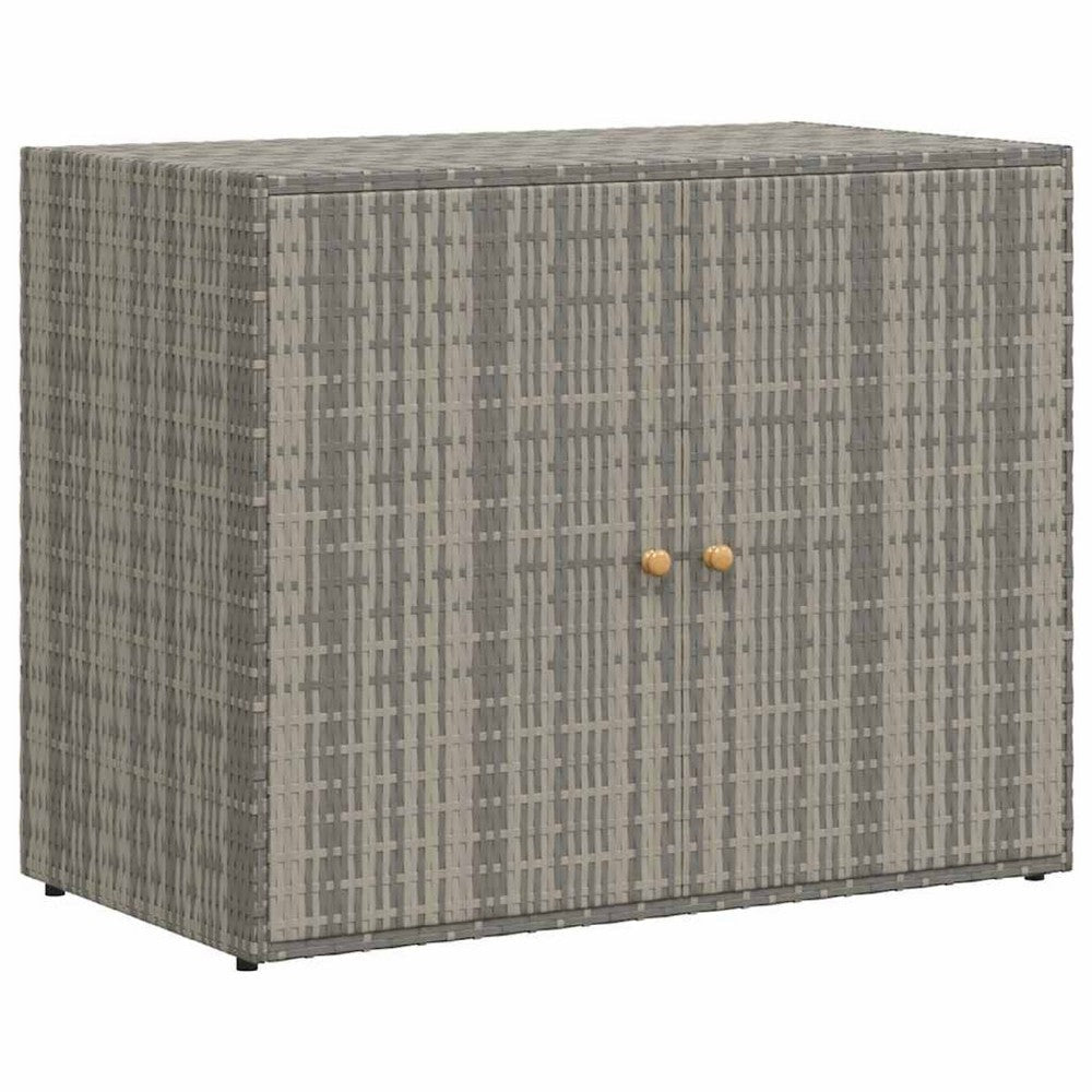 39" Garden Storage Cabinet | 2 Doors | Gray Poly Rattan Body