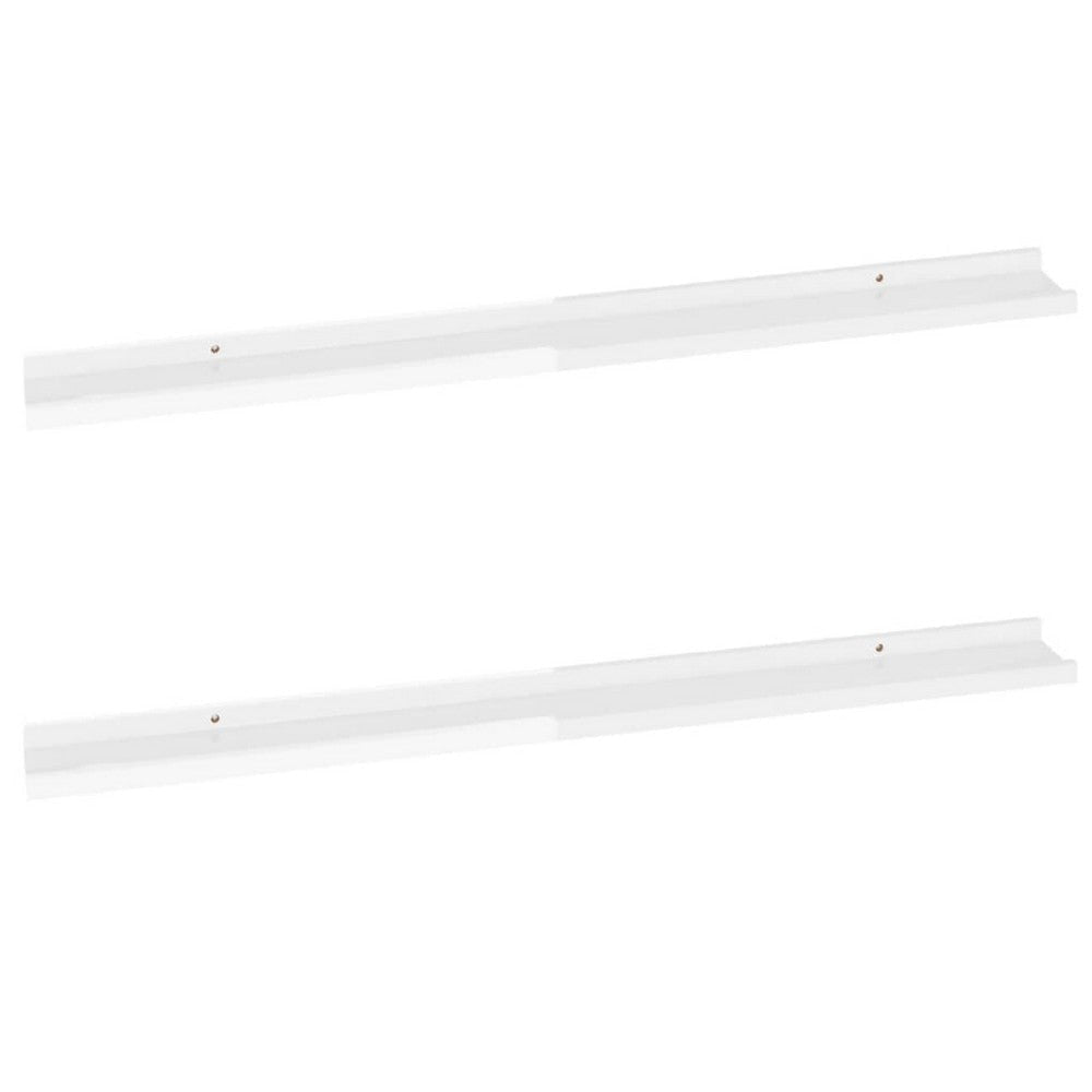 Yuli Modern Wall Shelf Set of 2 | White MDF | Raised Ledge Design 39’’ BM340563