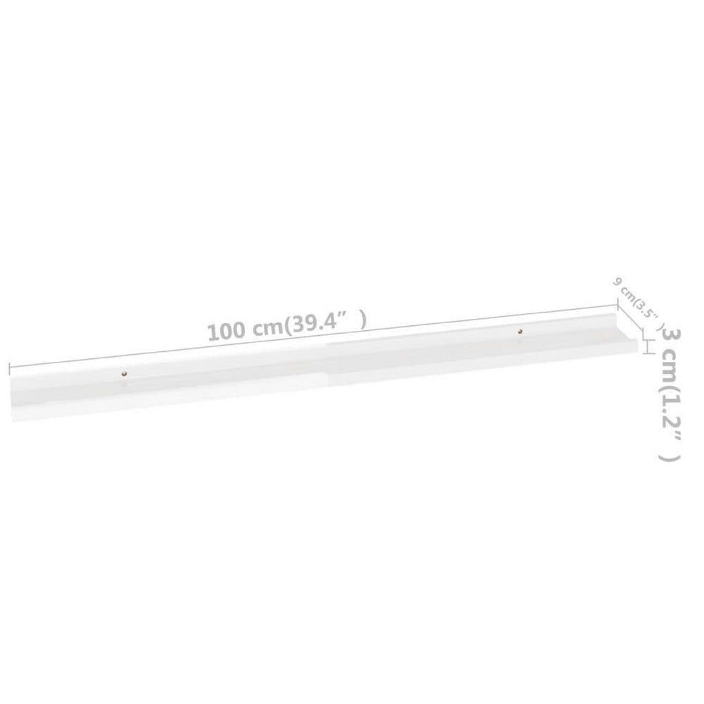 Yuli Modern Wall Shelf Set of 2 | White MDF | Raised Ledge Design 39’’ BM340563