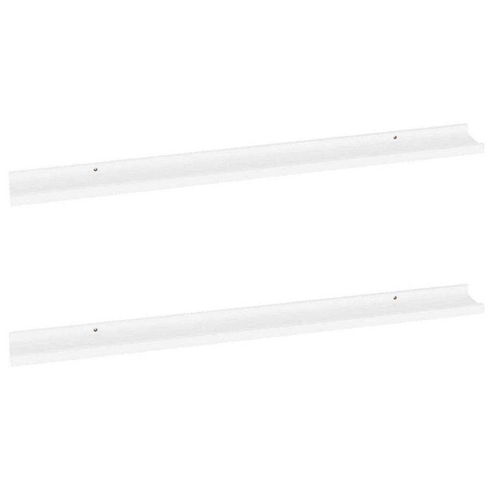 Yuli Modern Wall Shelf Set of 2 | Raised Ledge Design | White MDF 39’’