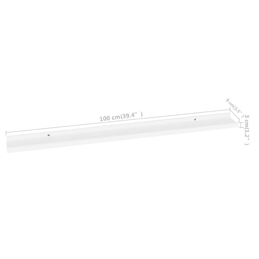 Yuli Modern Wall Shelf Set of 2 | Raised Ledge Design | White MDF 39’’