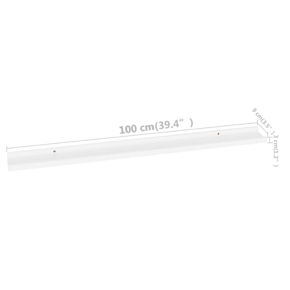 Yuli Modern Wall Shelf Set of 4 | Raised Ledge Design | White MDF 39’’