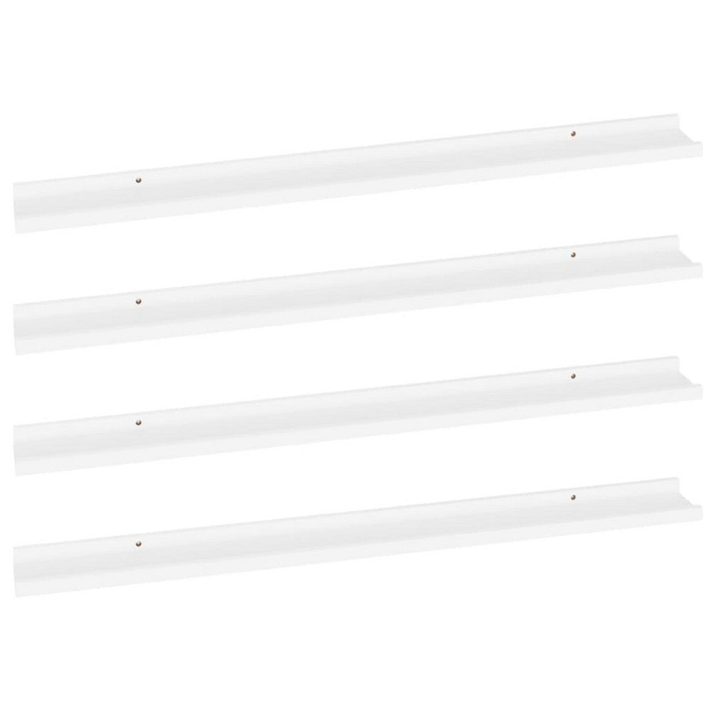 Yuli Modern Wall Shelf Set of 4 | Raised Ledge Design | White MDF 39"