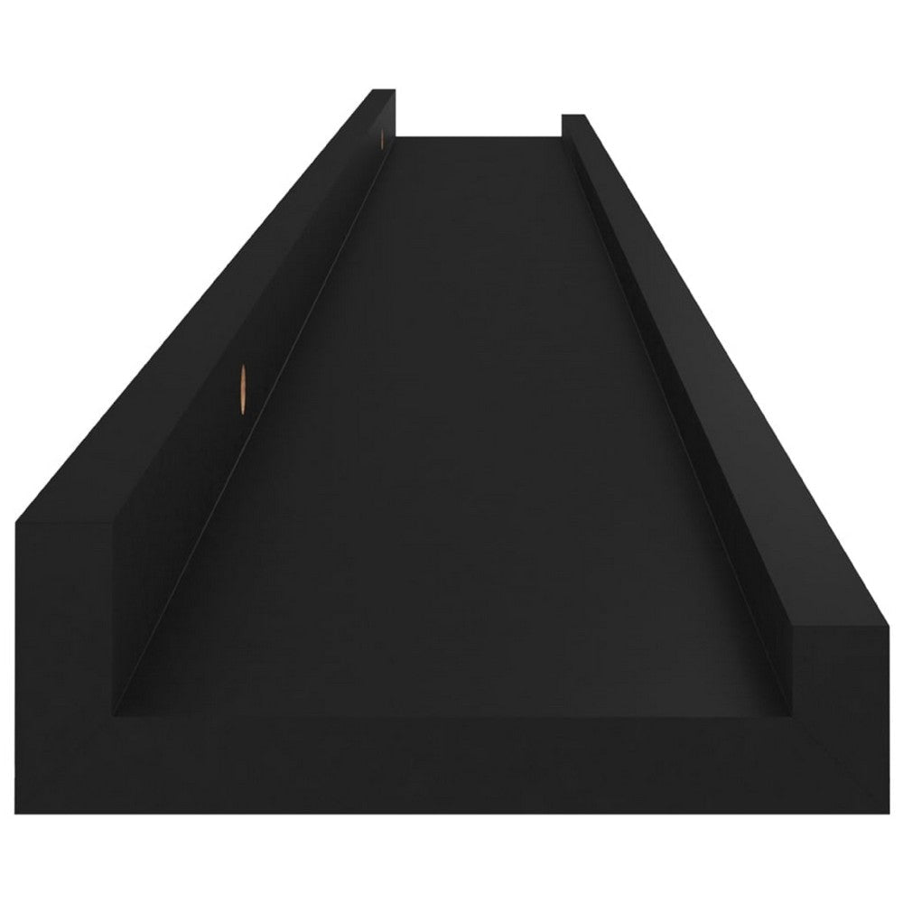 Yuli Modern Wall Shelf Set of 4 | Raised Ledge Design | Black MDF 39’’