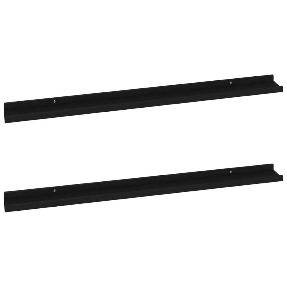 Yuli Modern Wall Shelf Set of 4 | Raised Ledge Design | Black MDF 39’’