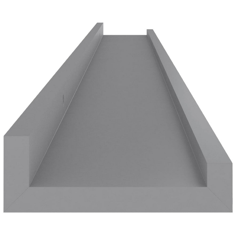 Yuli Modern Wall Shelf Set of 2 | Raised Ledge Design | Gray MDF 39’’