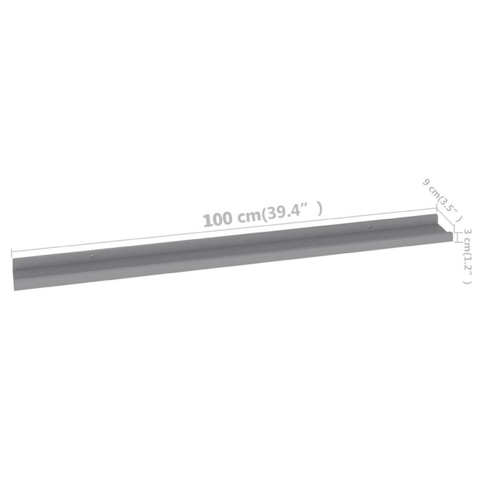 Yuli Modern Wall Shelf Set of 2 | Raised Ledge Design | Gray MDF 39’’