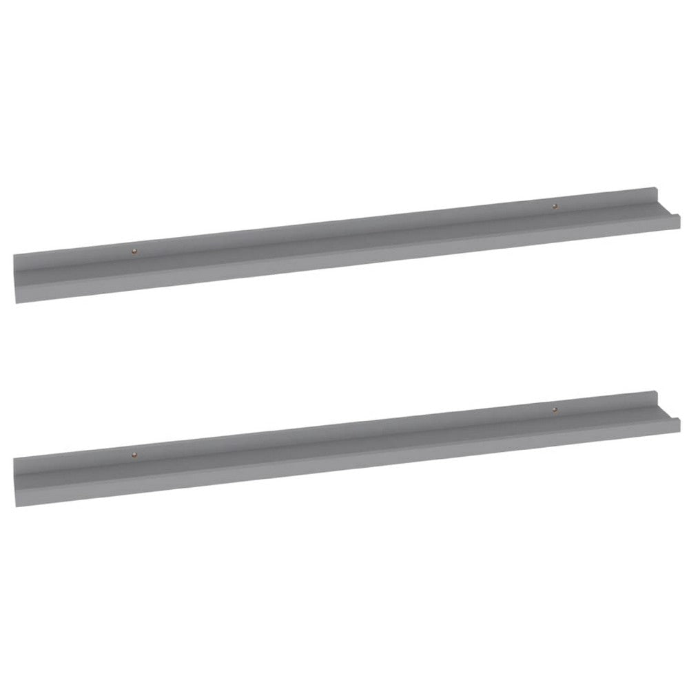 Yuli Modern Wall Shelf Set of 2 | Raised Ledge Design | Gray MDF 39"