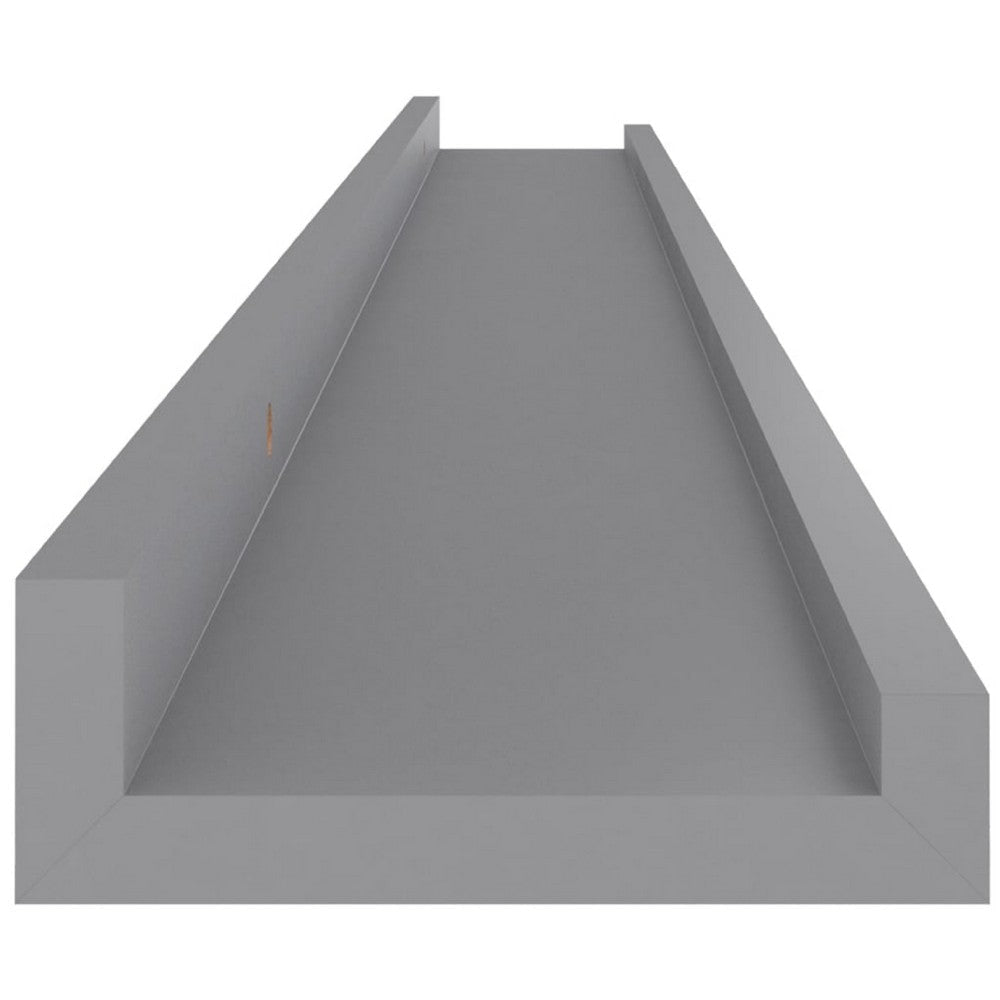 Yuli Modern Wall Shelf Set of 4 | Raised Ledge Design | Gray MDF 39’’