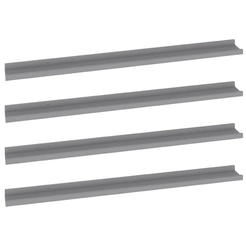 Yuli Modern Wall Shelf Set of 4 | Raised Ledge Design | Gray MDF 39"
