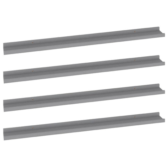 Yuli Modern Wall Shelf Set of 4 | Raised Ledge Design | Gray MDF 39"