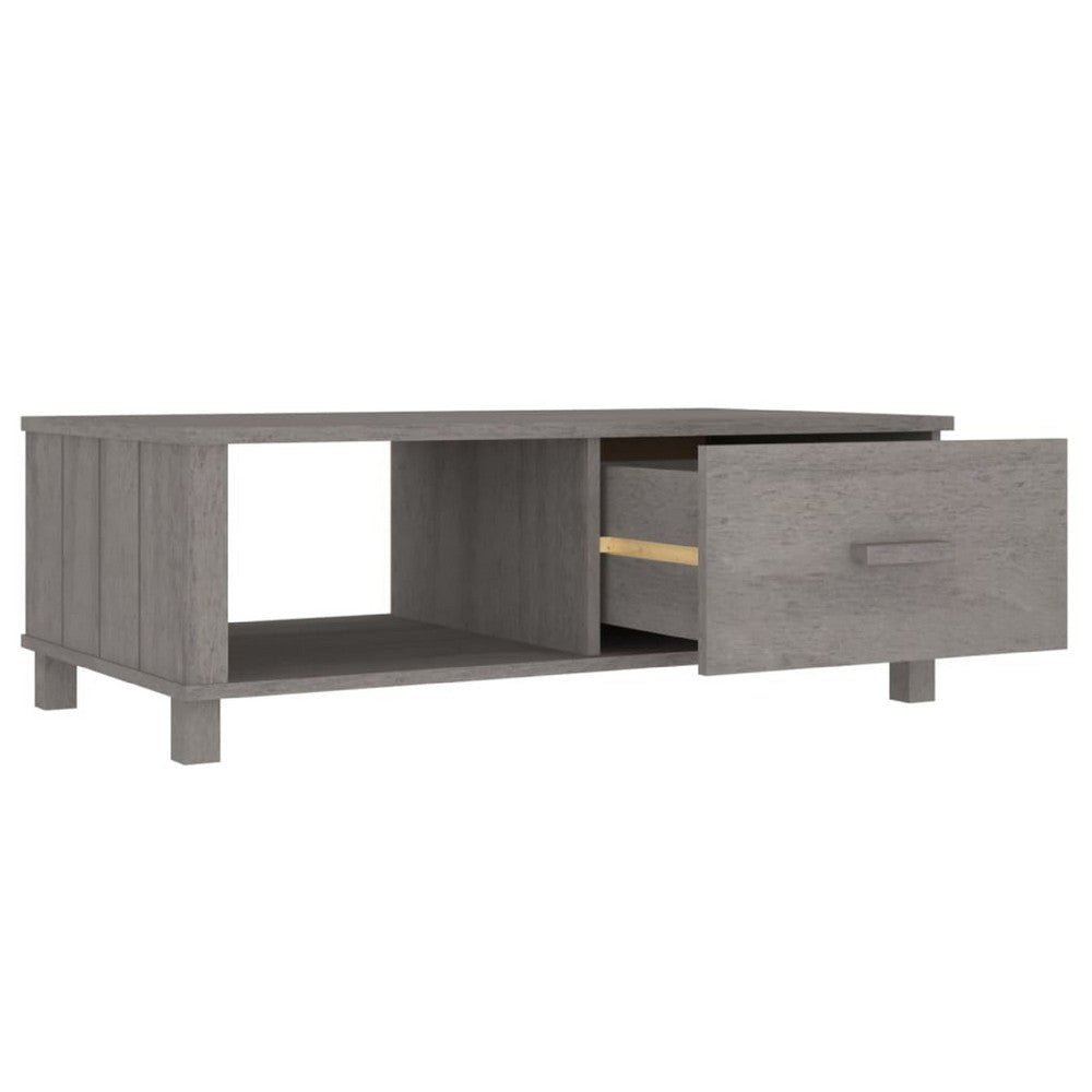 Coffee Table | 1 Drawer & 1 Shelf | Gray Solid Pine Wood | 39’’ BM340569