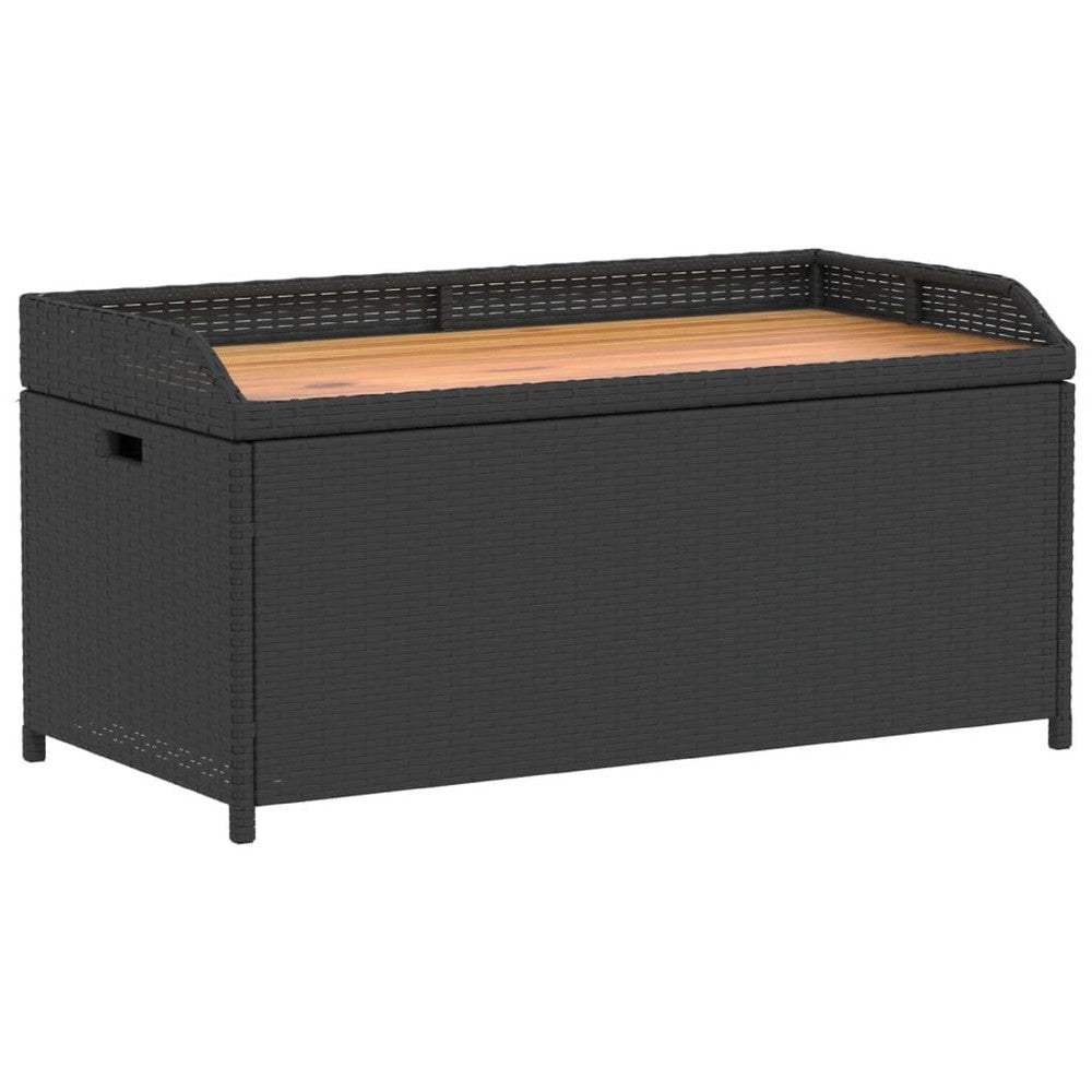 Foto Outdoor Bench | 39" | Black Wicker Rattan | Under Seat Storage