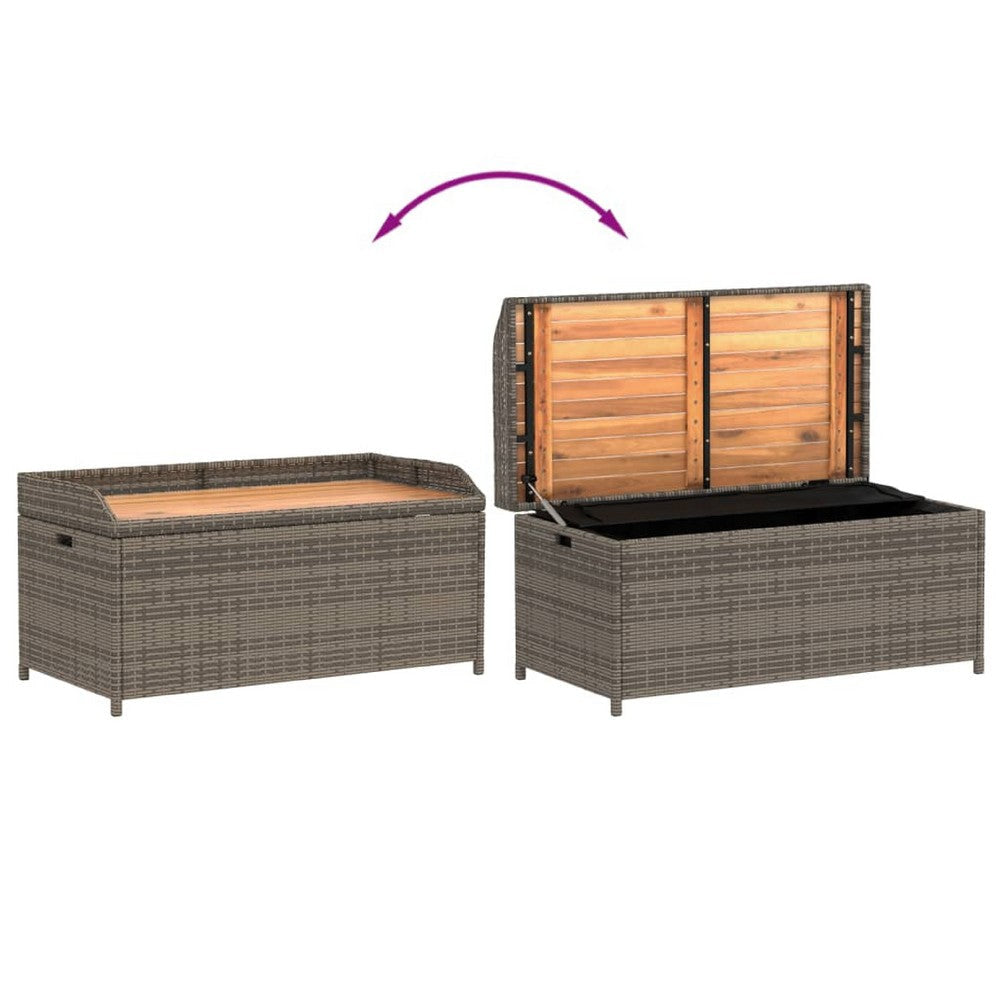 Foto Outdoor Bench | 39’’ | Gray Wicker Rattan | Under Seat Storage BM340571