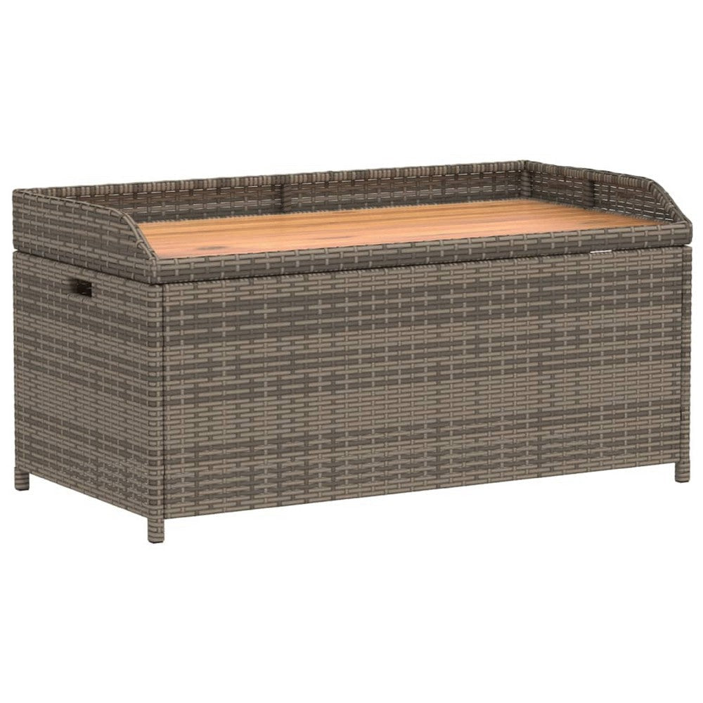 Foto Outdoor Bench | 39" | Gray Wicker Rattan | Under Seat Storage