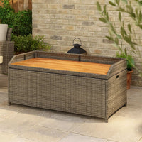 Foto Outdoor Bench | 39" | Gray Wicker Rattan | Under Seat Storage