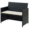 Naha Outdoor Sofa | 39’’ | Black Wicker Rattan Frame | Beige Padded Seat BM340573